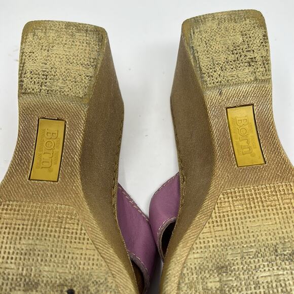 Born Women's Purple & White Leather Wedge Mule Slide Sandals Size 38 (8) - Picture 12 of 15